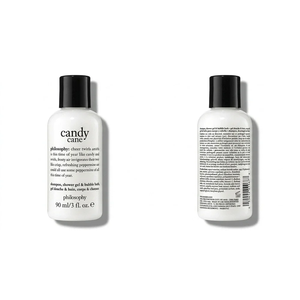 Philosophy Candy Cane 3-in-1 Shampoo Shower Gel Bubble Bath 3oz 90ml Travel NEW